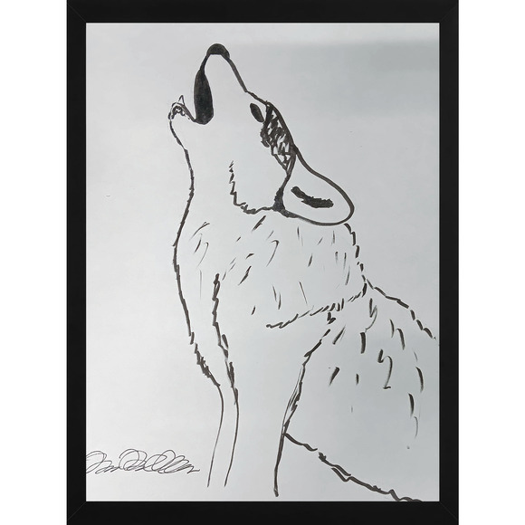 Howling Wolf: A Tribute to the Wild Ink on Paper 9 x 12 Inches Wall Art Drawing - Picture 1 of 2